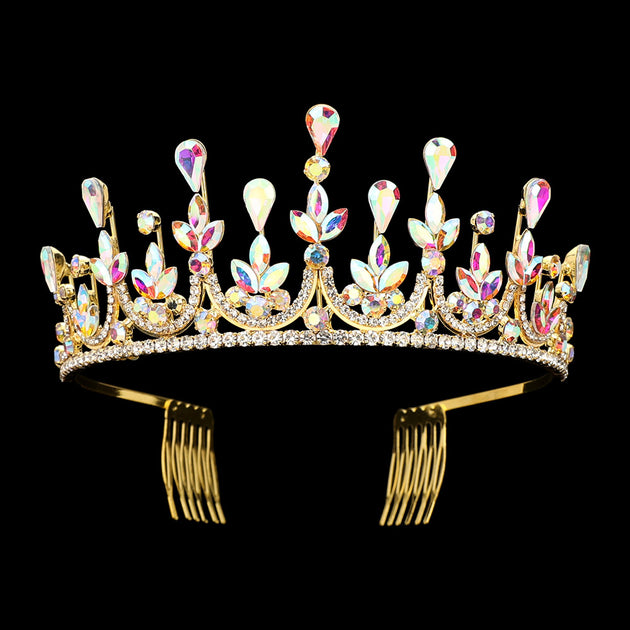 FASHNZFAB Teardrop Cluster Princess Tiara Blue 3