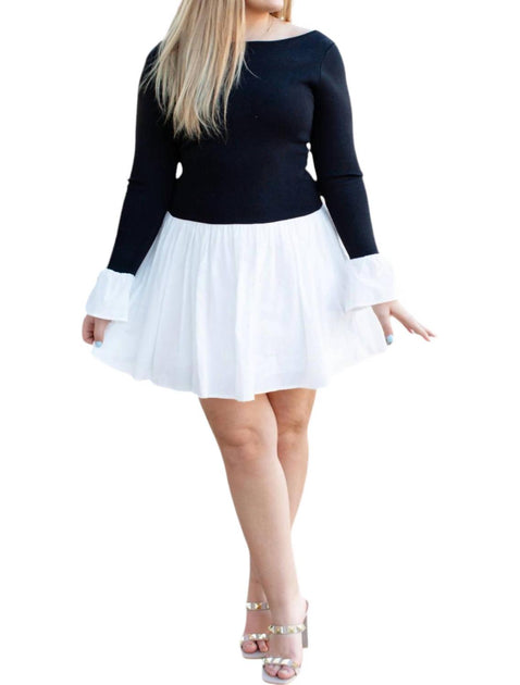 ABLE Sweater & Poplin Mini Dress Blue Small 3