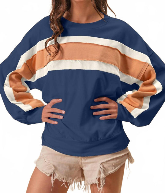 BiBi French Terry Color Block Sweatshirt Blue XL 2