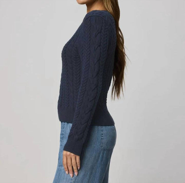 Splendid Annabella Cable Sweater Blue Medium 3