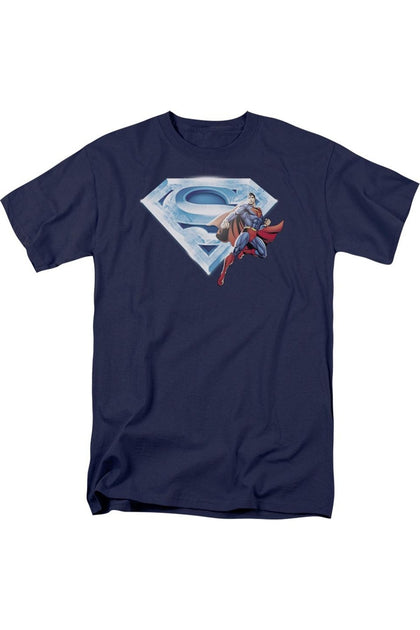 Gildan Superman & Crystal Logo Short Sleeve Adult Tee Blue Small 2