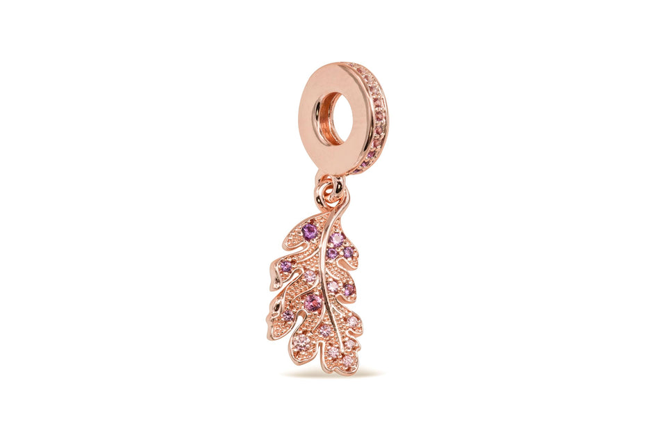 Pandora Oak Leaf Dangle Charm Pink 4