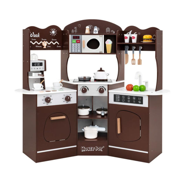 Hivvago Corner Wooden Play Kitchen Brown 4