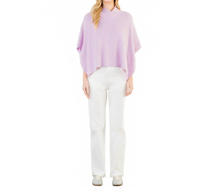 THML Ribbed Knit Poncho Top Purple XS 2