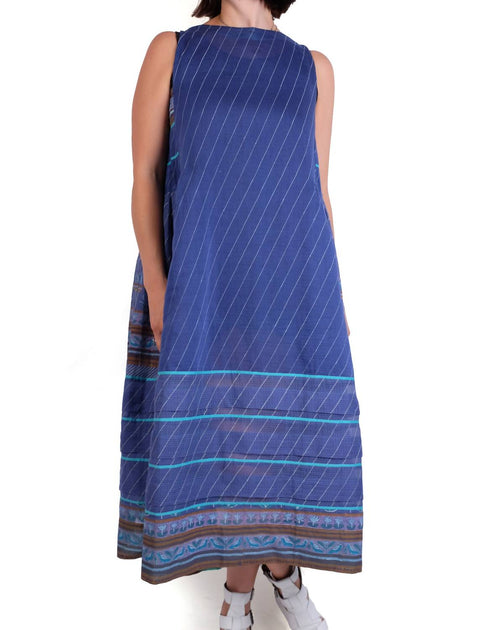 EKA Design Studio Sleeveless Hand Painted Maxi Dress Blue Medium 2