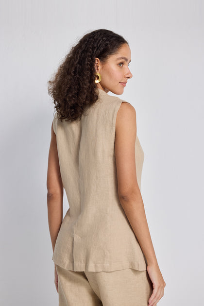 Reistor Sleeveless Hemp Jacket Beige Medium 3