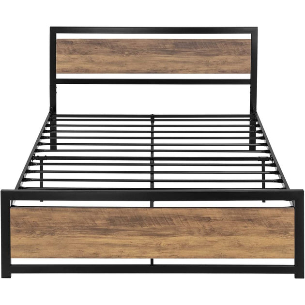 Hivvago Full Size Platform Bed Frame Black/Brown 2