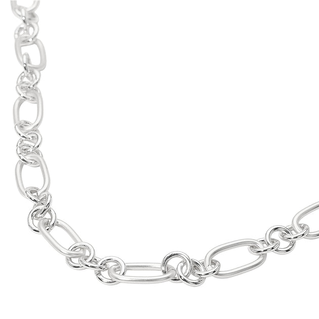 FASHNZFAB Chunky Metal Linked Chain Necklace Silver One Size 3