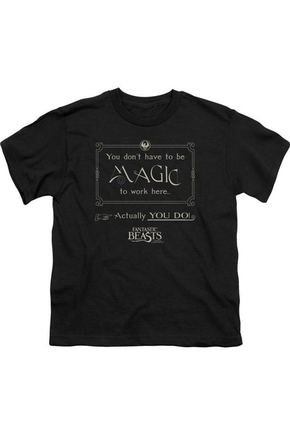 Gildan Fantastic Beasts Magic To Work Here T-Shirt Black Small 2