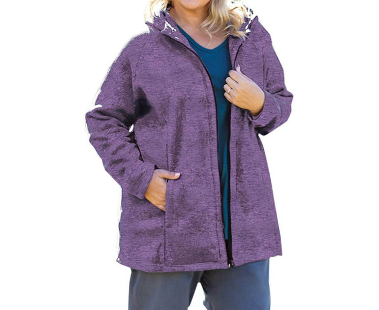 On The Plus Side Lyddie Hooded Zip Up Fleece Jacket Purple 2X 2