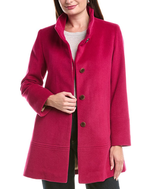 FLEURETTE Wool-Blend Car Coat Pink US 12 2