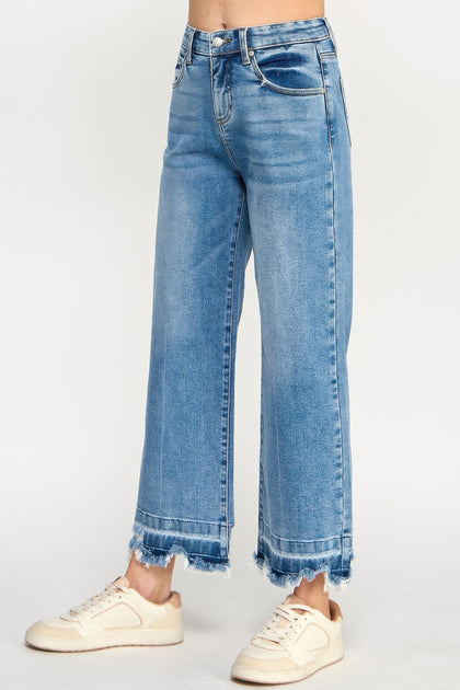 TRUEDAMES Tummy Control Crop Wide Leg Jeans Medium Blue US 10 4