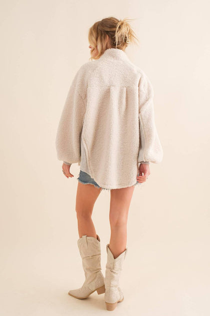 Blue B Sherpa Thermal Contrast Pullover Beige Small 3