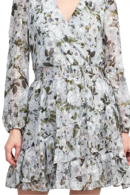 TRUEDAMES V-Neck Floral Print Chiffon Dress Multi US 2 4