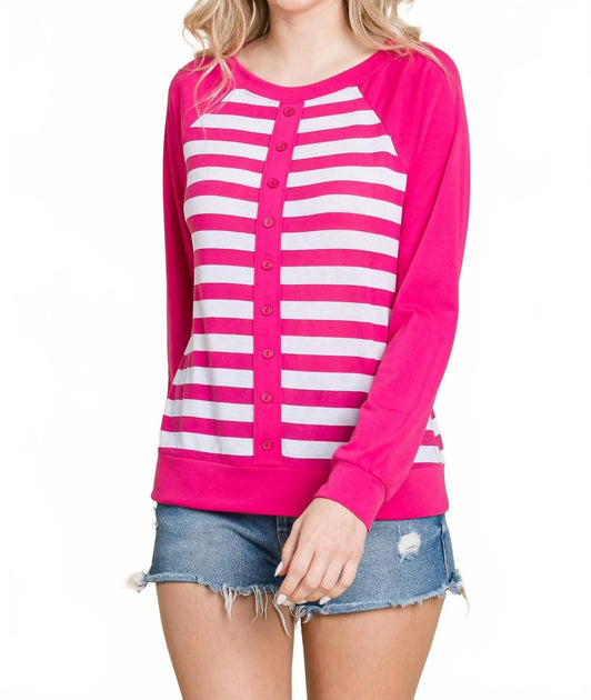 Emerald Collection Striped Relaxed Top Pink 3X 3