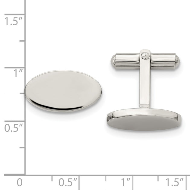 Diamond2Deal Oval Cufflinks Silver 5