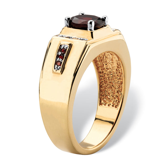 Palm Men's Garnet Diamond Accent Gold-Plated Ring Red US 9 3