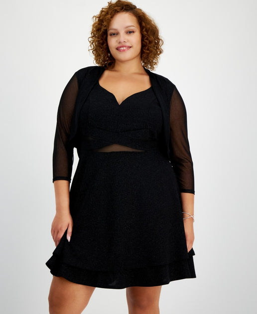 City Studios FTS1501 Cardigan Shrug Black Glitter 2X 2
