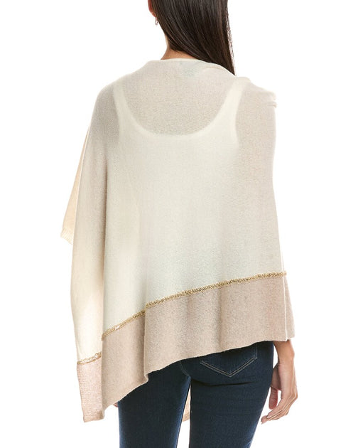Forte Cashmere Lurex Stripe Poncho Beige One Size 3