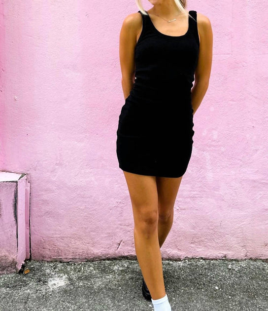 SIGNATURE8 Forever Favorite Rib Mini Dress Black Medium 4