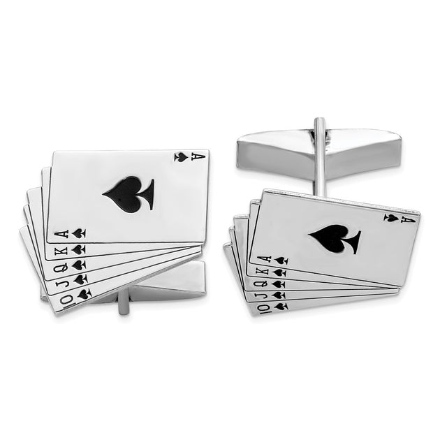 Diamond2Deal Royal Flush Cuff Links Silver 2