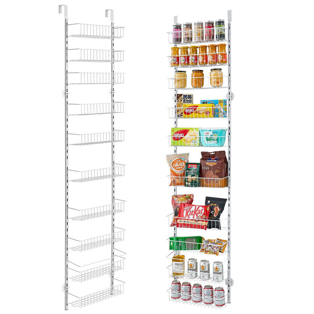 Vevor 10-Tier Over-the-Door Pantry Organizer White 3