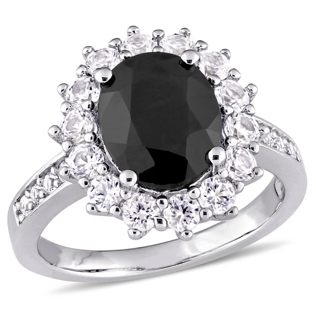 Mimi & Max Black Sapphire Halo Ring Black US 7 2