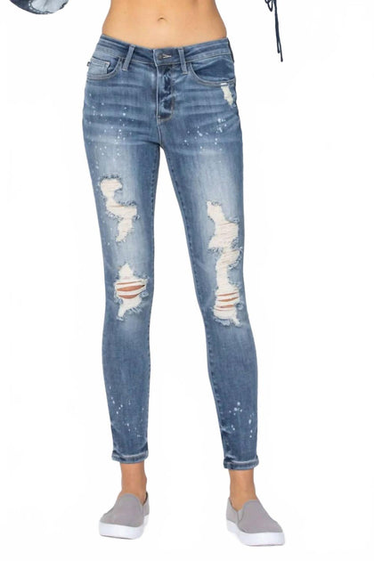 Judy Blue Bleached Distressed Skinny Jeans Multi US 14W 2