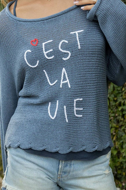 Wooden Ships C'est La Vie Crew Cotton Sweater Blue Small/Medium 3