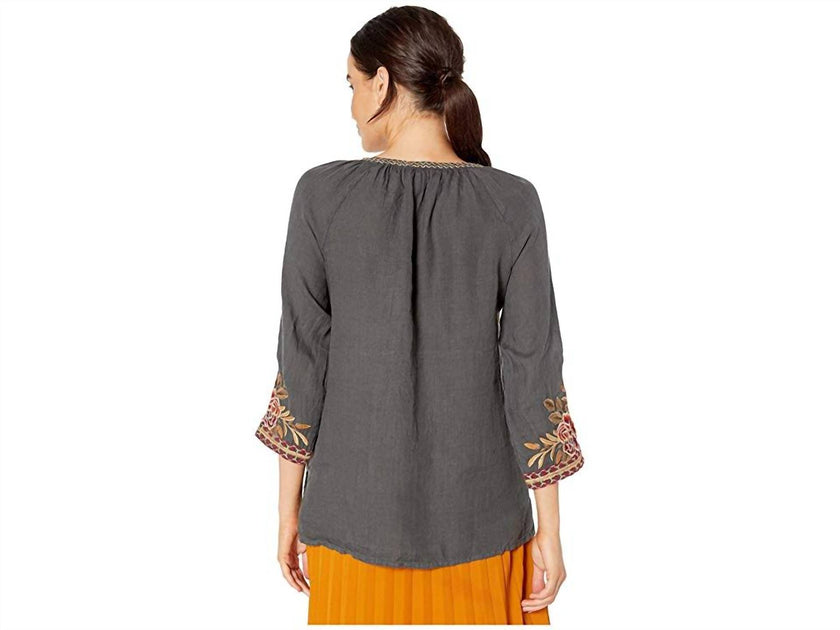Johnny Was Charlotte Peasant Blouse Grey Medium 4