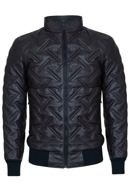 Infinity Taunton Men Quilted Leather Bomber Jacket Black XSmall 3