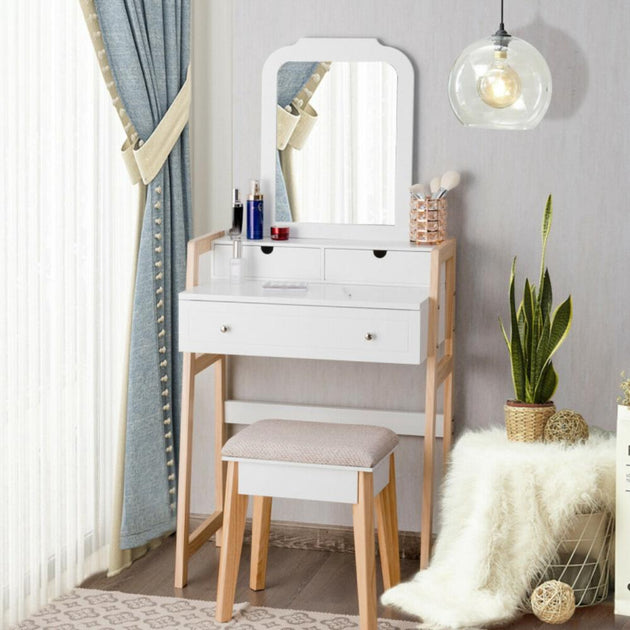 Hivvago Vanity Table Set White 4