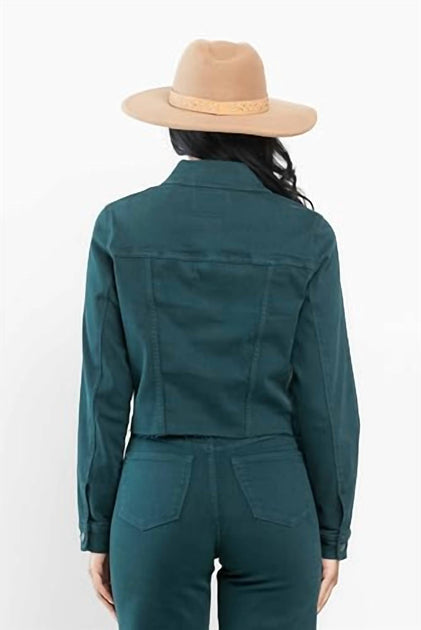 Judy Blue Grinding Denim Jacket Green Small 3