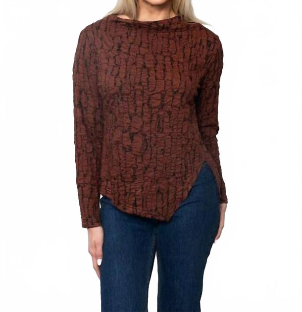 SNO SKINS Haut Tricot Blister Ourlet Asymétrique Marron Large 2