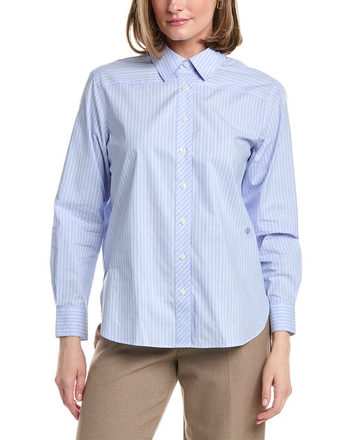 Brooks Brothers Over Poplin Blouse Blue Medium 2