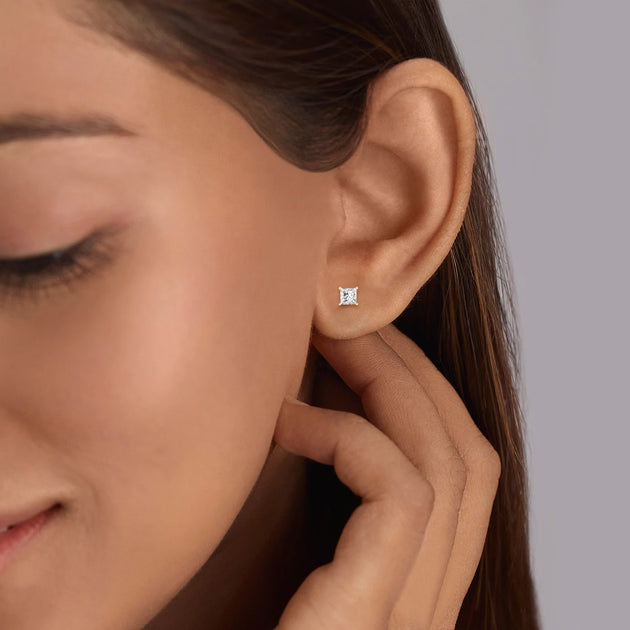 Diamond2Deal Solitaire Stud Earrings Silver 3
