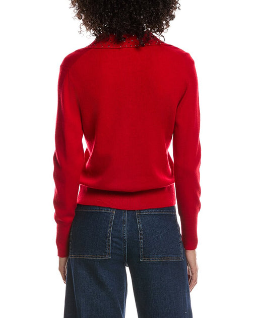 Forte Cashmere Crystal Polo Pullover Rot Small 4