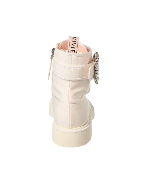 Roger Vivier Logo Plaque Viv Canvas Boot White EU 39.5 4