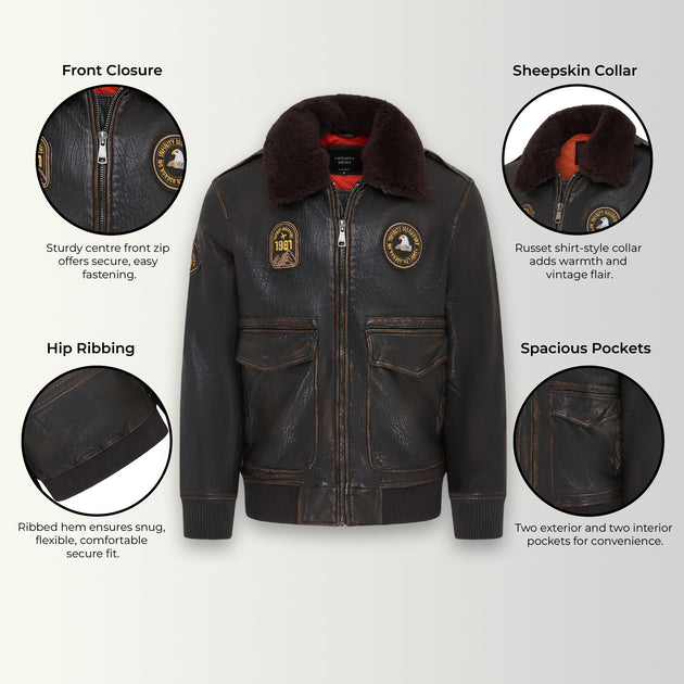 Infinity G-1 Aviator Bomber Jacket Brown XX-Large 4