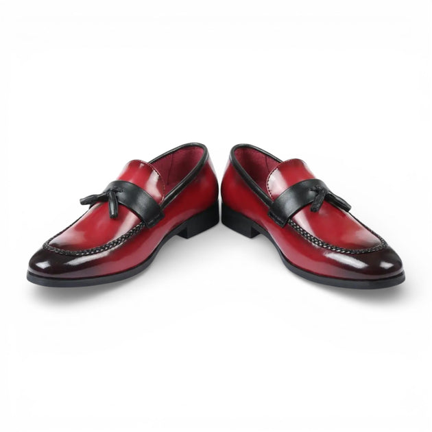 Infinity Tassel Faux Leather Loafers Red EU 46 3