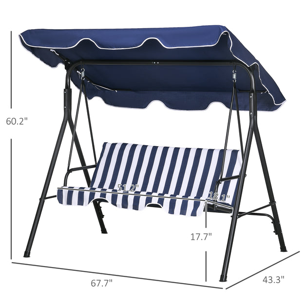 Hivvago 3-Seat Outdoor Patio Swing Dark Blue 6