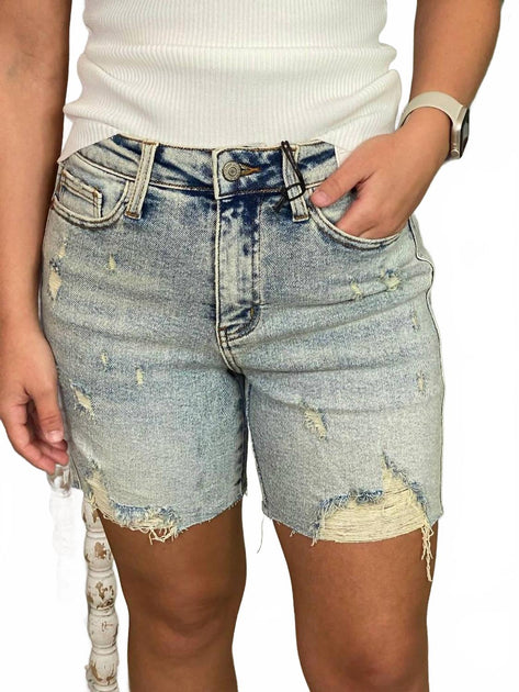 Judy Blue Boyfriend Shorts Blue Large 2