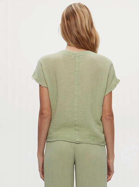 Michael Stars Evie Faux Wrap Top Green Small 3