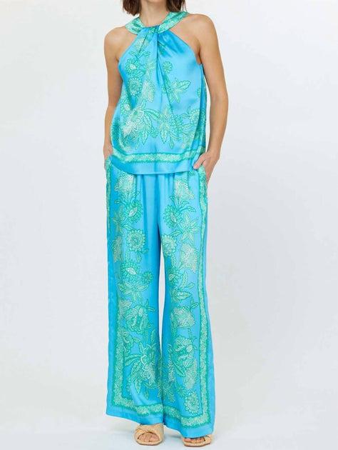 Current Air Aylani Paisley Halter Top Blue Large 4