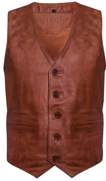 Infinity Mens Leather Waistcoat White Small 2