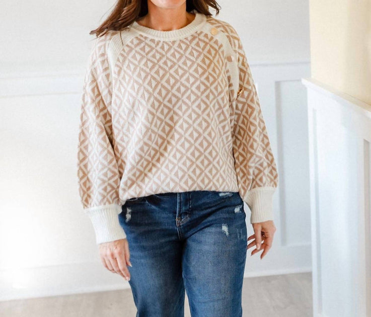 Vine & Love Rundstrickpullover Strickpullover Beige Large 2