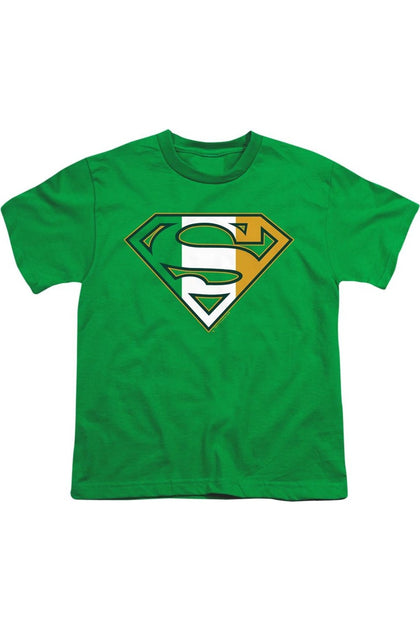 Gildan Superman Irish Shield Short Sleeve Youth Tee Green Large 2
