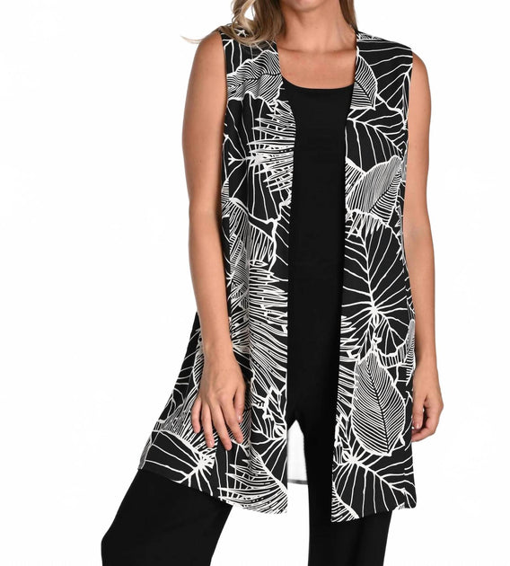 Frank Lyman Printed Woven Vest Black XLarge 2