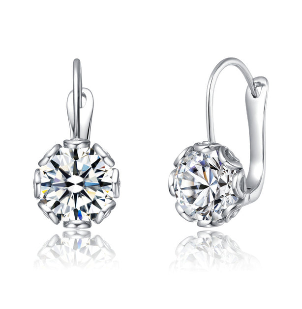 Rachel Glauber Solitaire Drop Earrings Silver 2