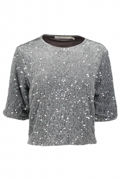 bishop + young Miley Sequin Boyfriend Tee Grau Small 4